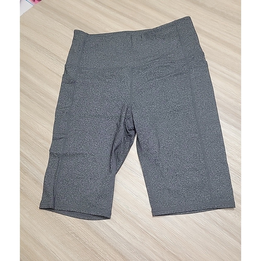 Skechers GOwalk Womens High Waisted Biker Shorts Gray Heather Pockets Size M